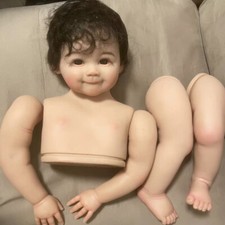 Cute 28" Reborn Baby Doll Unassembled Part Rooted Hair Painted Kit Brown Curly