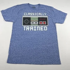 Nintendo Mens T-Shirt Size M Blue Controller Graphic Logo Classically Trained
