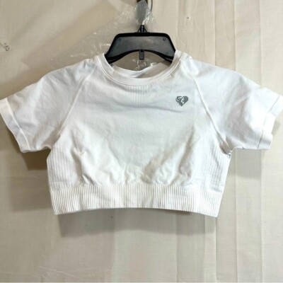 Women s Best Power Seamless Short Sleeve Activewear Crop Top White Medium