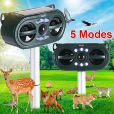 5 Modes Animal Repeller Ultrasonic Solar Outdoor Dog Skunk Deer Raccoon Sensor