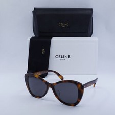 New CELINE CL40270U 53A Shiny Havana/Smoke 55-16-140 Sunglasses