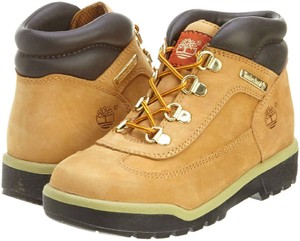 navy blue red and yellow timberland field boots