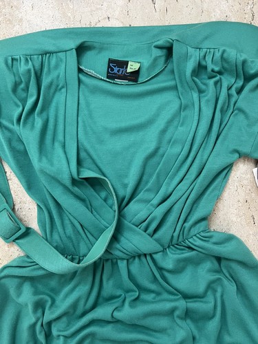 NWT Vintage Starlo Fashions Plunging/Belted 70’s-80’s Green Dress 10 Petite - Picture 2 of 8