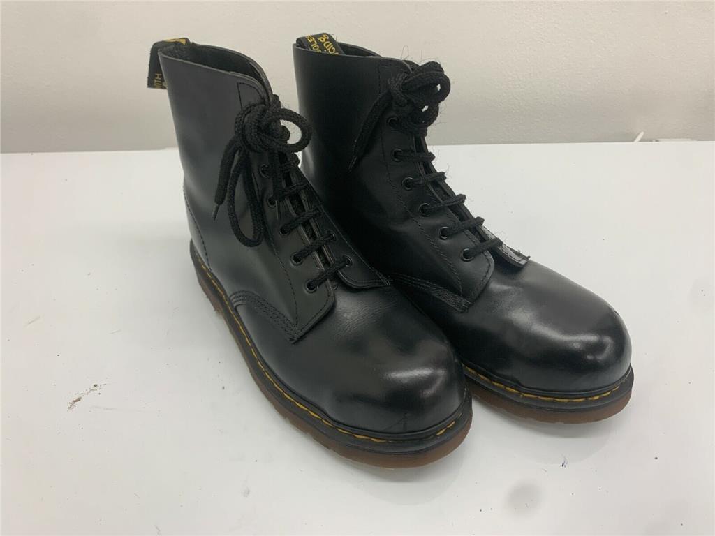 Doc Dr Martens Boots Eyelets Black, Size 8UK, Steel Toe Caps, Made In 