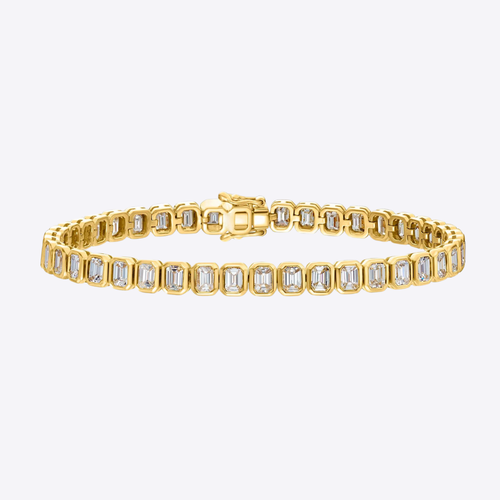 Womens Diamond Bracelet 14K Yellow Gold 6 Carat Emerald Cut GLI HRD Lab Grown