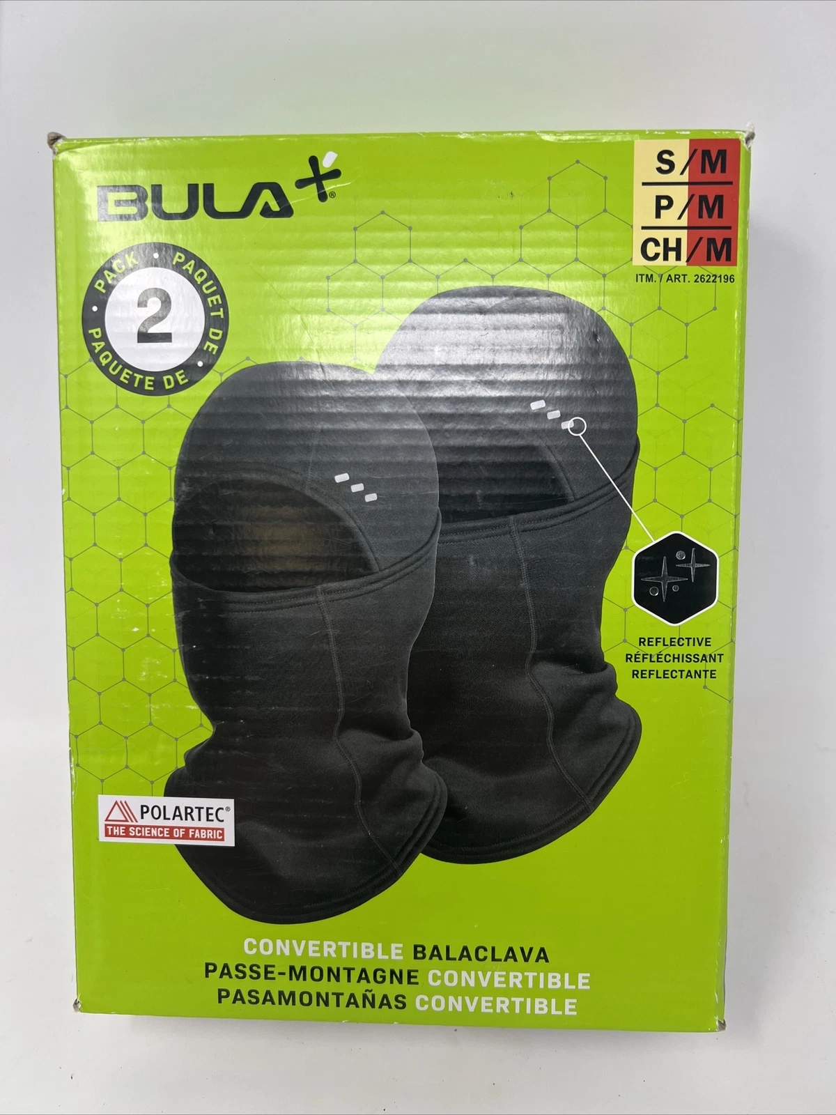 2 Pk New Bula 2024 Convertible Balaclava Black Polartec Women or Men S/M