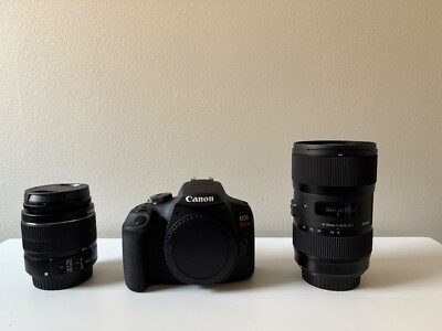 Barely Used Canon Rebel T7 w/ kit lens. Used Sigma 18-35mm art lens for canon