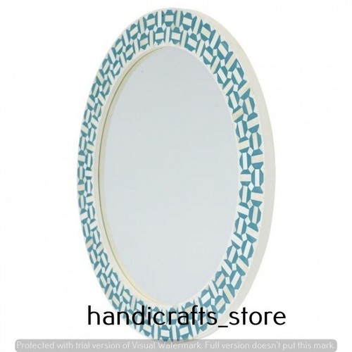 Handcrafted Wall Mirror Resin Frame with Mother of Pearl Interior Decoration - Picture 2 of 3