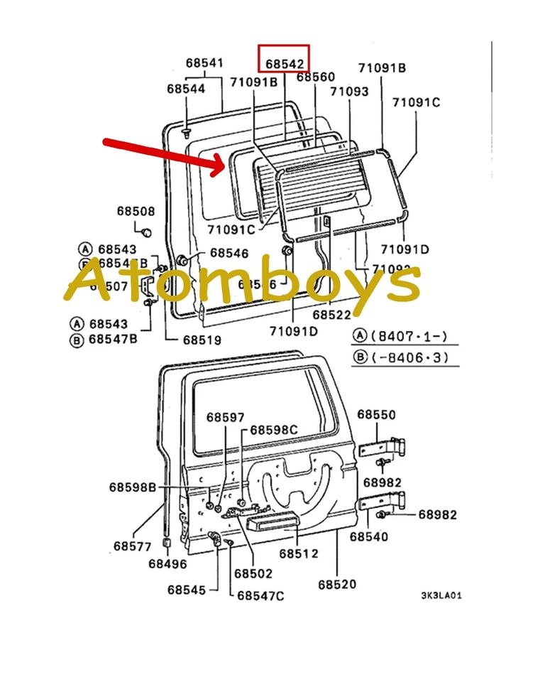 Dodge Mitsubishi Pajero Montero Shogun PUERTA TRASERA VENTANA SELLO GOMA RESISTENTE A LA INTEMPERIE Foto 2 de 4