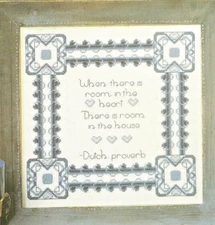 Room in the Heart Sampler in Blue & White Cross Stitch PATTERN CHART pages