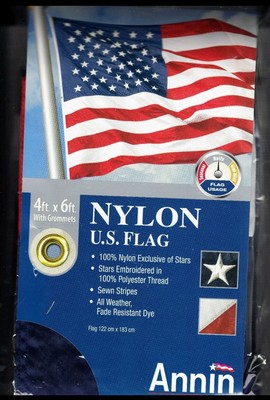 ANNIN, Made in USA 4'x 6' AMERICAN US FLAG, 100% NYLON, GROMMET STYLE,  b1