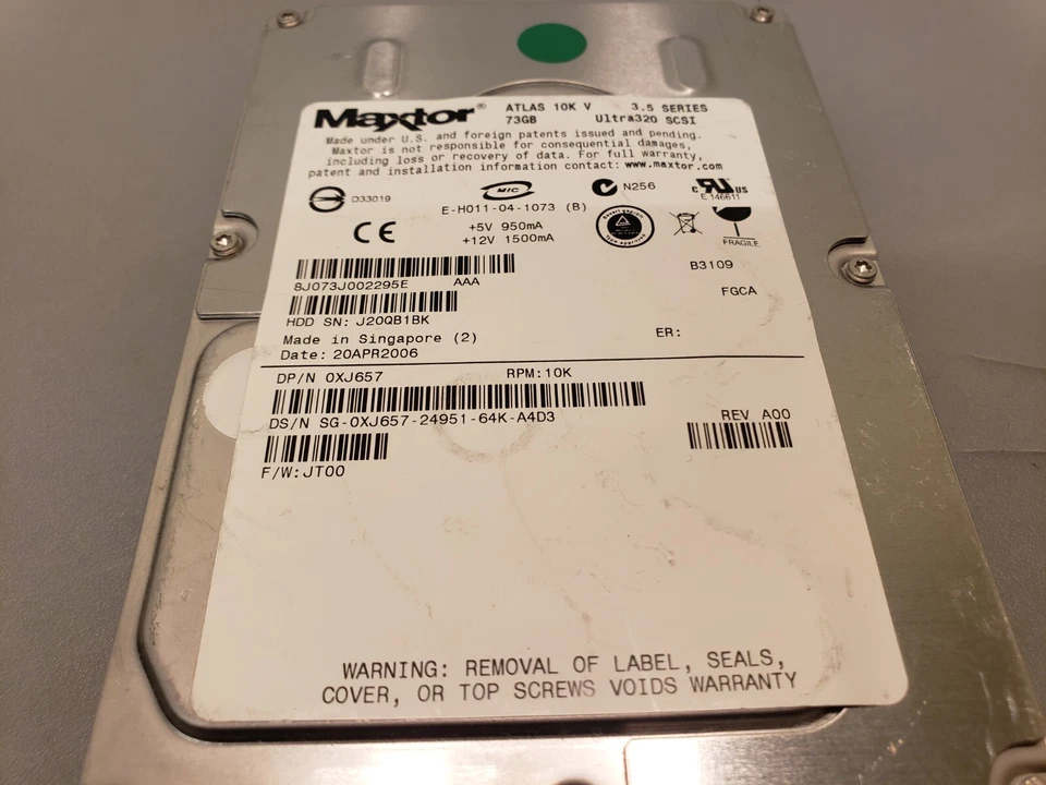 Maxtor Dell Atlas 0XJ657 3.5" 73GB 10K Ultra320 SCSI Hard Drive HDD Tested - Image 3 of 3
