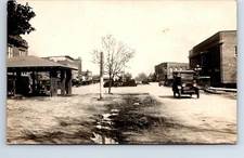 RPPC Real Photo Postcard North Carolina Forest City Gas Station Business Section