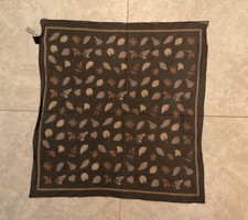 ladies 18" silk square fashion scarf leaf pattern black/brown/taupe nice