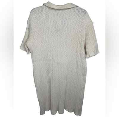 H&M Natural White Short Sleeve Collared Ribbed Dress Size Medium | eBay