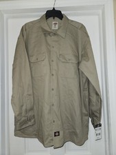 Dickies Men's Long Sleeve Button Up Work Shirt Khaki 