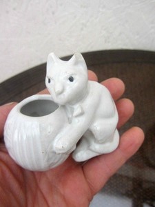 Ancien Petit Pot En Porcelaine Chat Old Cat French Porcelain Ebay
