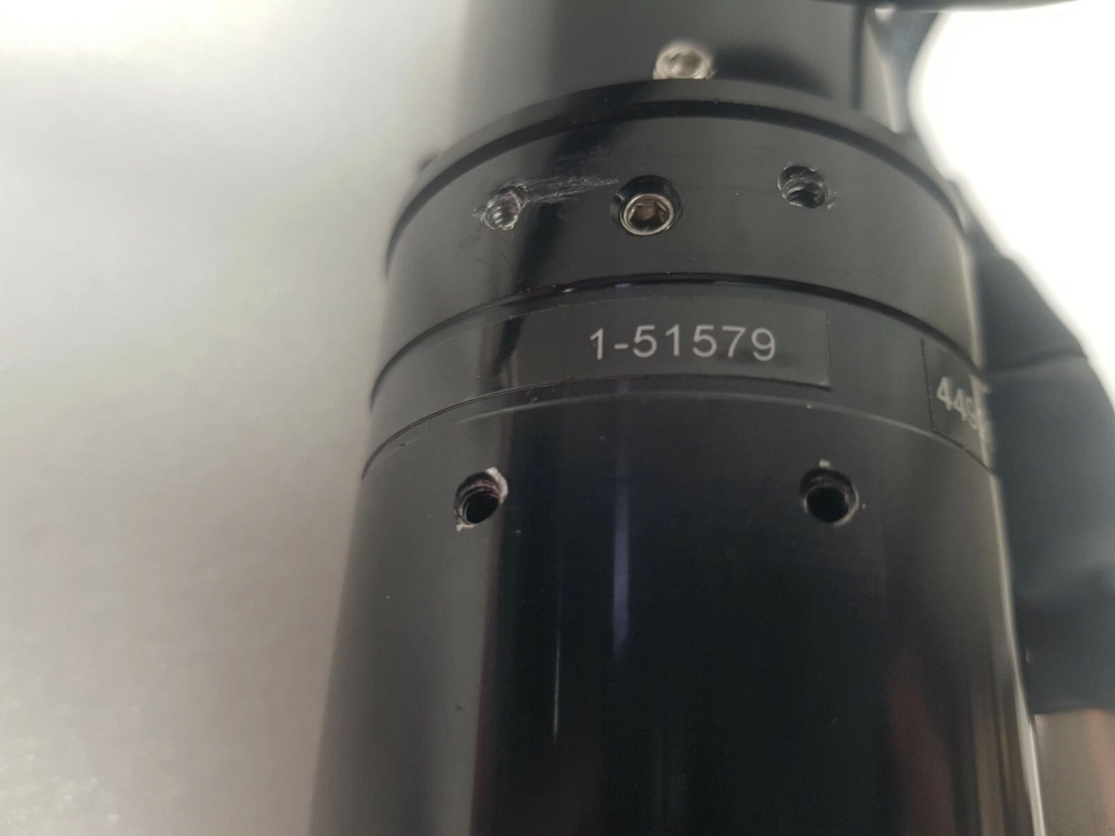 Close-up of 1-51579 label on the Navitar zoom body
