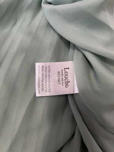 Louche London mintgrün Pailletten Passe Plissee Midikleid Gr. 14 Chiffon - Bild 10 von 12