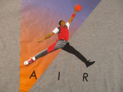 Nike Air Jordan Shirt Men Large Grey Multi Color Portrait Michael Jordan Goat 23