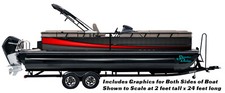 Bold Red Swoosh Gray Black Graphic Kit Decal Fishing Boat Wrap Vinyl Pontoon