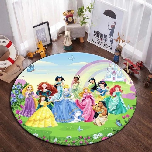 Alfombra de piso redonda para niños 3D Disney Princess niños niñas dormitorio alfombra silla alfombra - Imagen 4 de 13