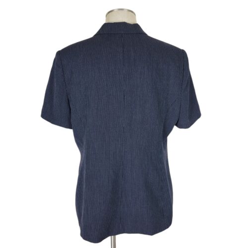 Tuta gonna tuta Le Suit taglia 16P blu navy bianca gessato manica corta tasche foderata - Foto 4 di 9