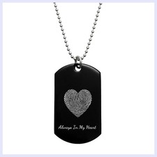 Stainless Steel Personalized Fingerprint Text Engraving Custom Dog Tag Necklace