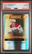 2021-22 Upper Deck Credentials Debut Ticket - Cole Caufield - Gold - 5/5 - POP 1