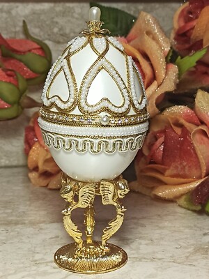 Guardian Angel Egg FABERGE Box Musical Trinket 24K GOLD HAND