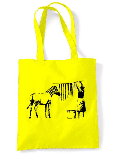 BANKSY HANGING OUT ZEBRA STRIPES TOTE / SHOULDER BAG -Choice of Colour - 第 4/7 張圖片