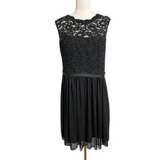 David's Bridal Lace Fit & Flare Dress Womens 14 Black Chiffon Party Cocktail