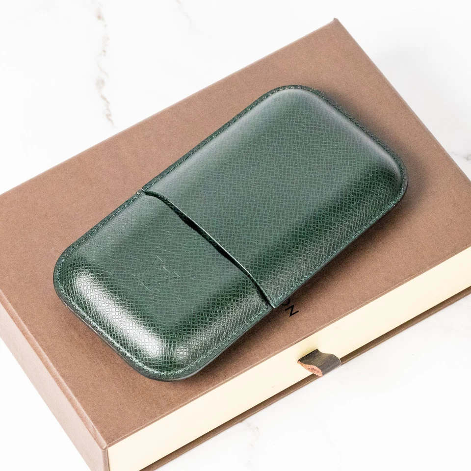 LOUIS VUITTON Cigar Case Taiga Epicea Etui 3 Robusto Green W/Box Leather [S] - image 2 of 4