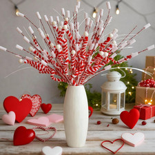 6 Pcs Valentine'S Day Tree Decorations 16'' Red and White Stripes Valentines Pic