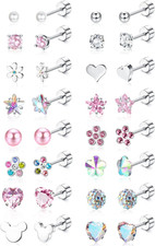 16 Pairs Hypoallergenic Earrings for Girls Women Surgical Steel Screwback Earrin