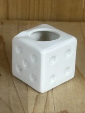 Mini Dice Ashtray White Porcelain 1.5” Cube
