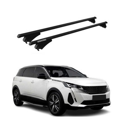 For 2021-2024 Peugeot 5008 Top Roof Racks Cross Bars Black Aluminium 2Pcs