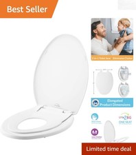 Slow Close Little2Big Toilet Seat with Toddler Seat - Easy Installation, White