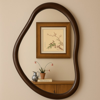 Chic Asymmetrical Wall Mirror Boho Style Dressing Mirror for Girls Home Decor