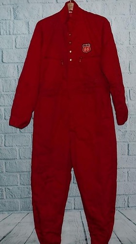 Vintage LEE OUTERWEAR Mechanic Coveralls Phillips 66 Oil Gas Red UNION MADE L/XL