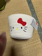 Rare 2004 Hello Kitty Rope Basket Storage Box Sanrio Japan Tag NEW