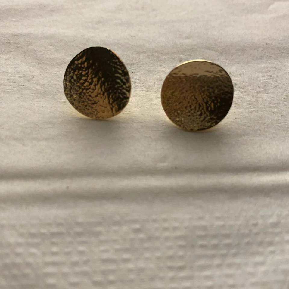 Aretes James Avery retirados de oro amarillo de 14 k disco martillado 16,5 mm #JB91-5 Foto 2 de 4