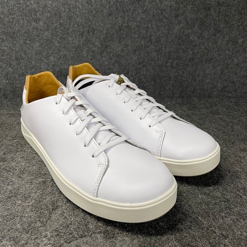 OLUKAI Lae'ahi Li ‘Ili WP Leather Sneaker Men's Size 11.5 Bright White