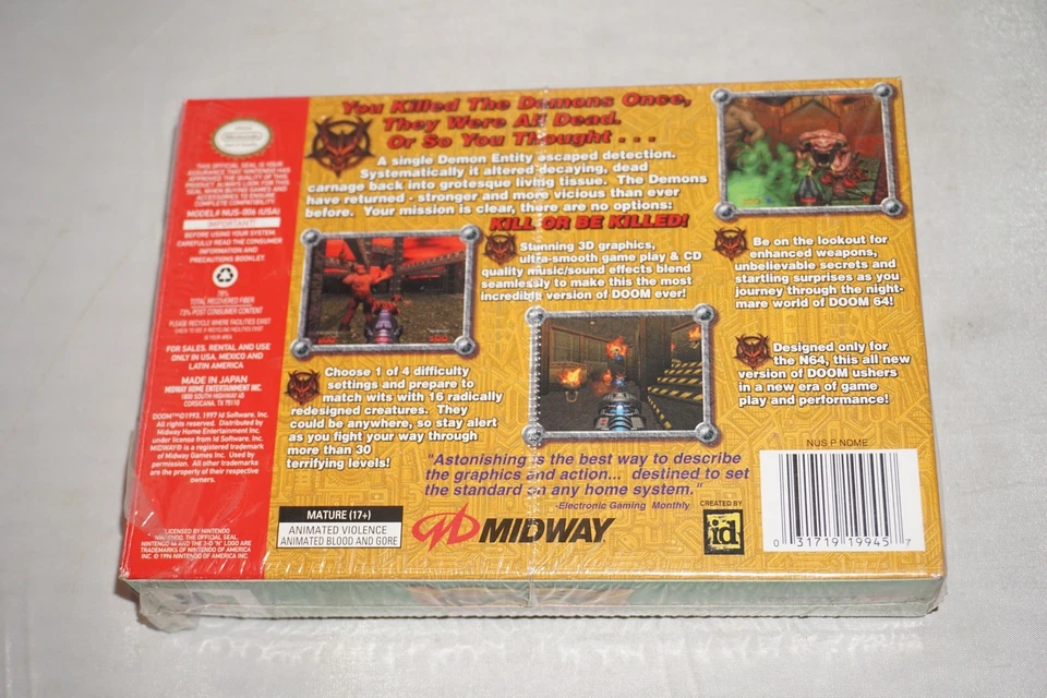 Doom (Nintendo 64 N64) Complete in Box w/ Reg Card Poster CIB - Image 2 of 4
