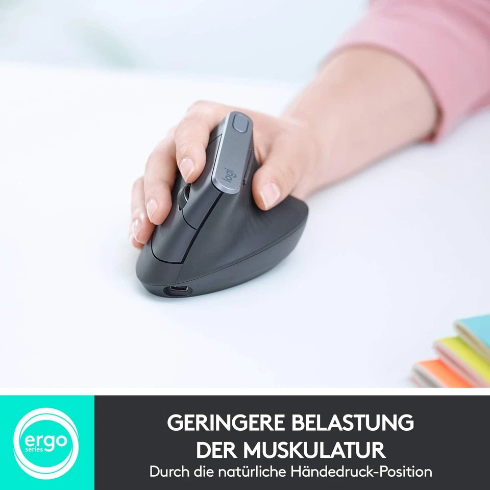 Logitech MX Vertical, Ergonomische Kabellose Maus, Bluetooth und 2.4 GHz - Bild 2 von 4