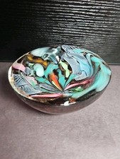 Vintage Art Glass Paperweight Bowl Tutti Frutti End of Day Latticino Aventurine