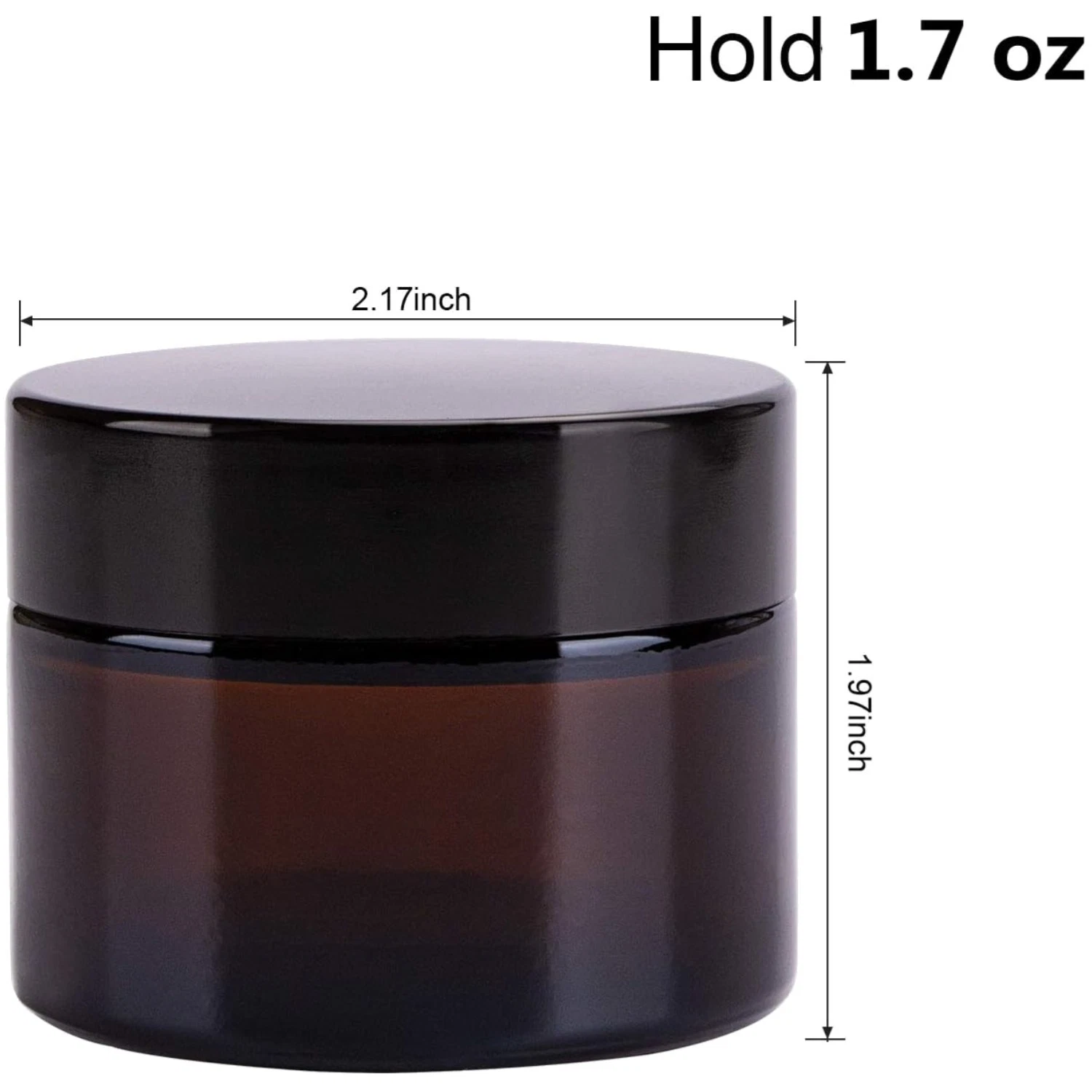 Bulk 2oz Amber Glass Jars, 40 Pack - Cosmetic Containers