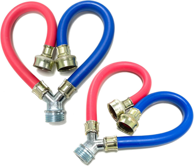 #ad 2PK Hot Cold Washer Hose Rubber Y Mixer Plumbing Connector Burst Proof Water Lin $29.28