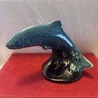 Vintage Poole Pottery Blue Animals Trout On Black Base