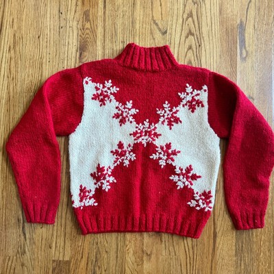 VTG Express Tricot Womens Small Christmas Sweater Wool Snowflake Holiday Chunky 